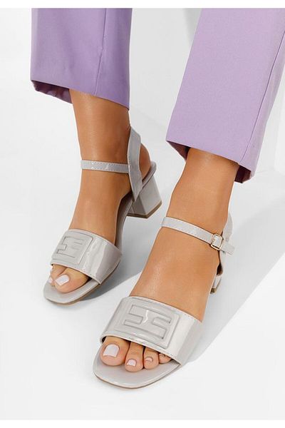 B T Shoes Gray Izara B chunky heel sandals