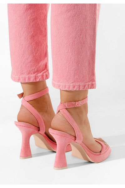 B T Shoes Sandale cu toc Krona roz