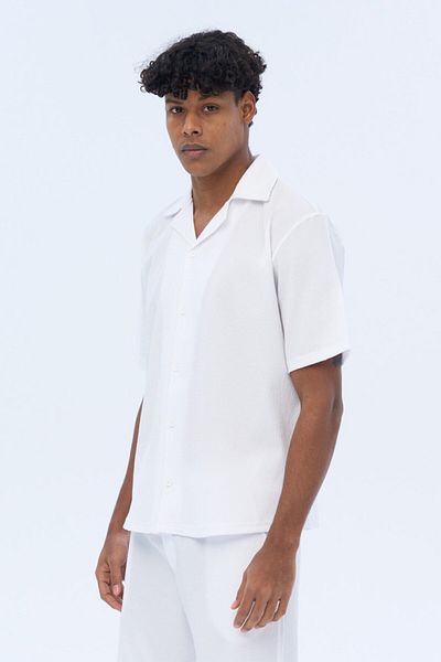 İLKCET MODA Ανδρικό κοντομάνικο oversize casual πουκάμισο