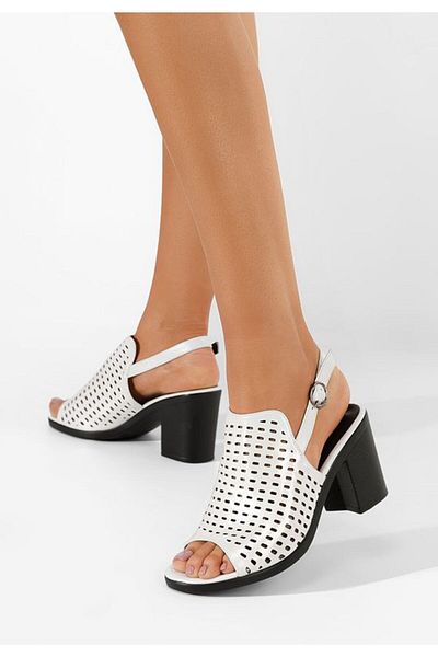 B T Shoes Ortella white chunky heel sandals