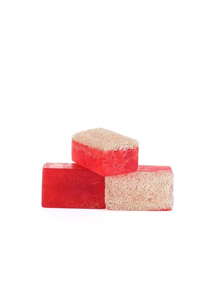 MirCotton صابون مصنوع يدويًا من ألياف اليقطين الطبيعية 'الفراولة' 120 جرام