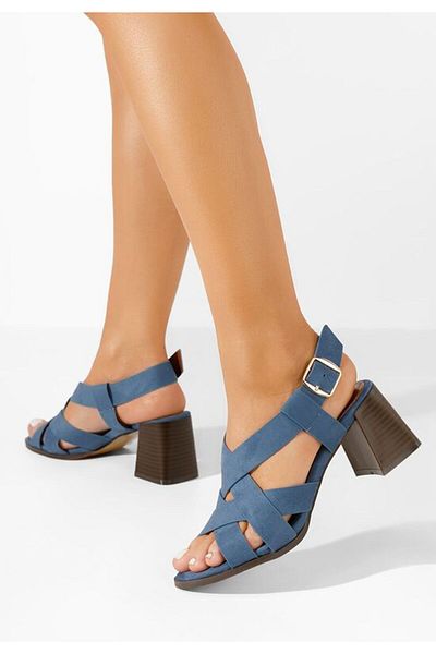 B T Shoes Sandale cu toc gros Soley albastre