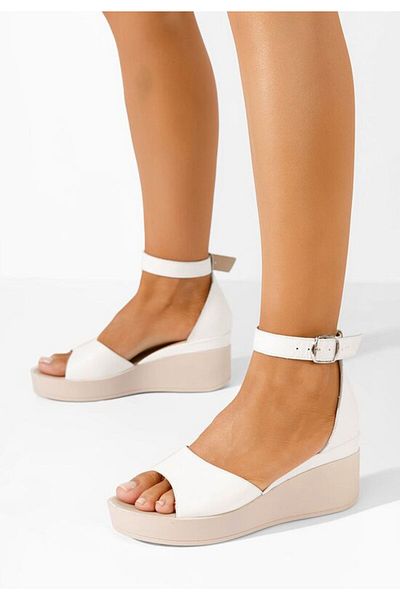 B T Shoes Sandale cu platformă piele Salegia S2 albe