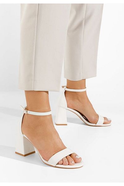 B T Shoes White Vorona chunky heel sandals