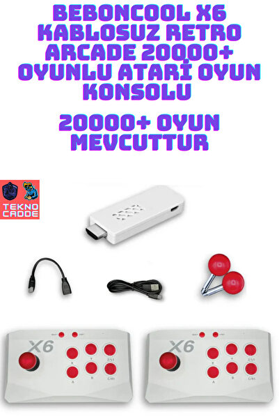 beboncool X6 Çift Adet Kablosuz Kol 20000+ Oyunlu Retro Arcade Oyun Konsolu A...