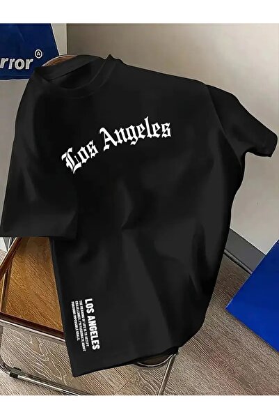 LAND MODA Ανδρικό άνετο μπλουζάκι από πολυεστέρα, γεωμετρικό τύπωμα Λος Άντζε...