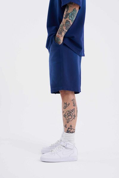 Machinist Men's Washable Effect Oversize Navy Blue Shorts