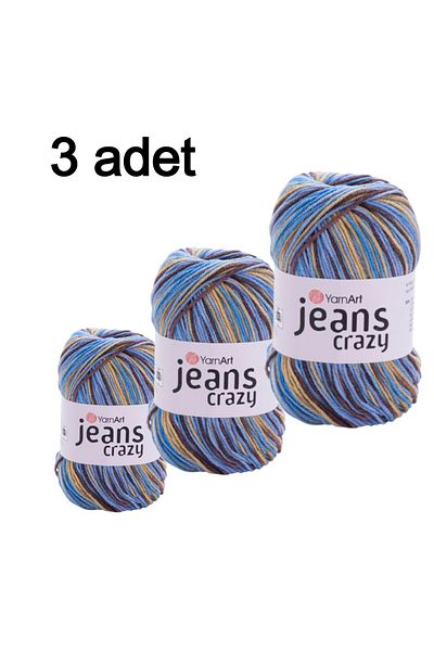 Yarnart Yarn Art Jeans Crazy  Υφασμάτινη Κλωστή 7202 Κλωστή Punch 3'lü Πακέτο