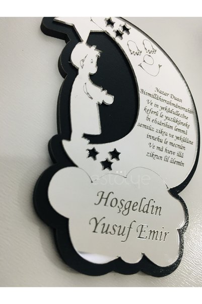 estölye Baby Boy Evil Eye Prayer Magnet 25 Pieces Black Silver Plexiglass G2F2112I1Q3