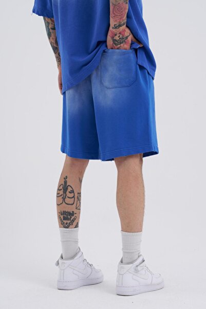 Machinist Ανδρικό μπλε σορτς με εφέ πλυσίματος