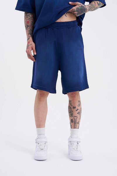 Machinist Men's Washable Effect Oversize Navy Blue Shorts