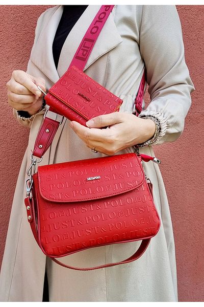 Just Polo Justpolo Women's Two Straps 4 Compartment Hand and Shoulder Bag and Wallet Combination