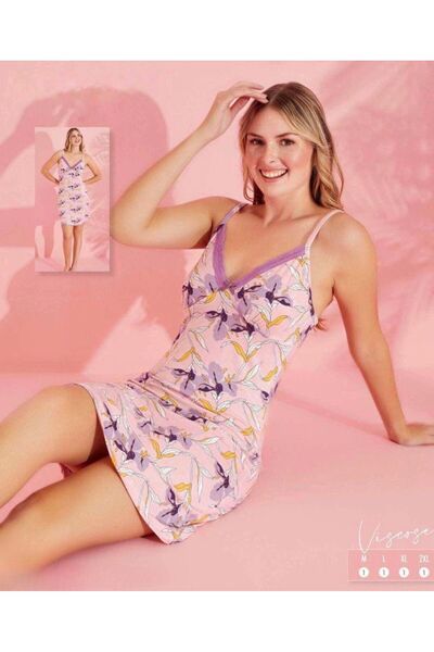 İpek Women's Rope Strap Lace Detailed Mini Nightgown