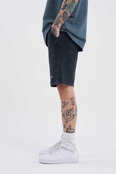 Machinist Men's Luxury Basic Washed Relaxed Asphalt Spotted Shorts