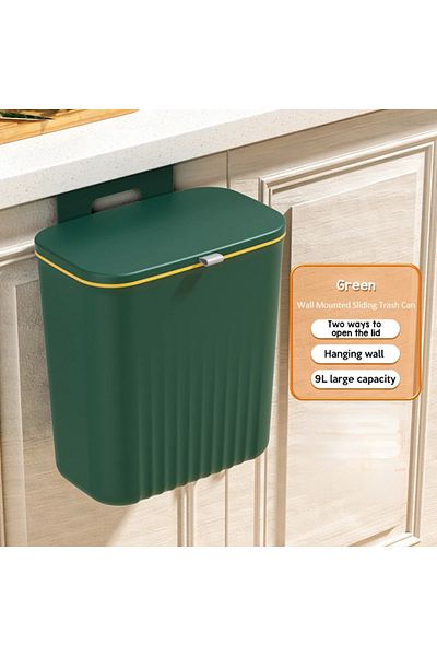 Choice Green 9L Wall Mounted Trash Can Household Waste Bin Hanging Bathroom Trash Can With Lid Food Garbage