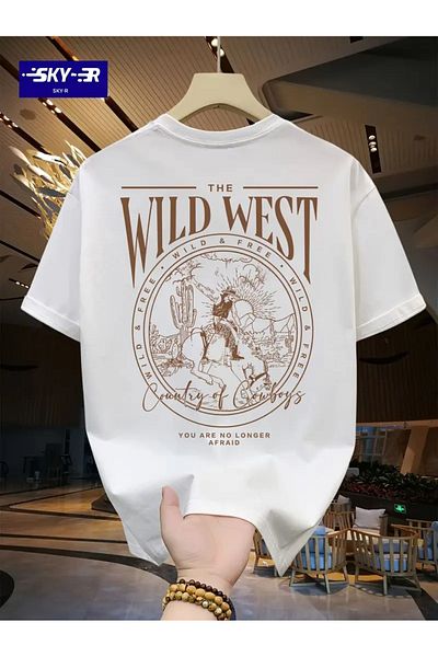 LAND MODA Men's Casual 100% Cotton Kowboy Graphic Printed T-Shirt for Summer, Comfortable T-Shirt, Men's Clothing