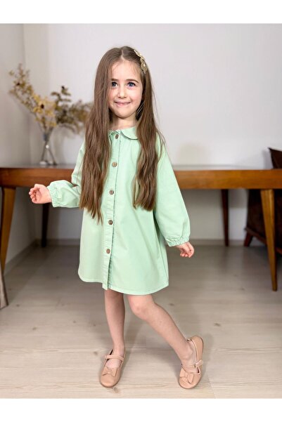 Bisahane Rochie pentru fetiță din gabardină cu nasturi