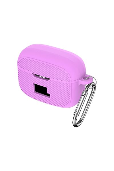 Shunmaii Purple Silicone Earphone Case Cover All-inclusive Wireless Headphones Cover with Hook Waterproof Scr