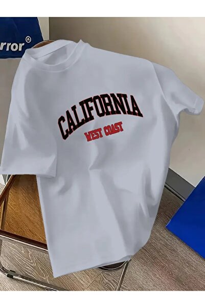 LAND MODA تي شيرت رجالي بطبعة كاليفورنيا برسومات عصرية، مقاس عادي، مريح وناعم.