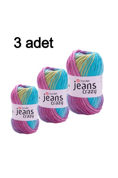 Yarnart Τρελό Νήμα Πλεξίματος 8211 Punch 3 Πακέτο Yarn Art Jeans