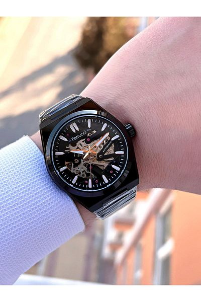 Ferrucci Men's Wrist Watch with Automatic&Wind up 3 Atm Water Resistant Steel Cord Bfc.03532.04