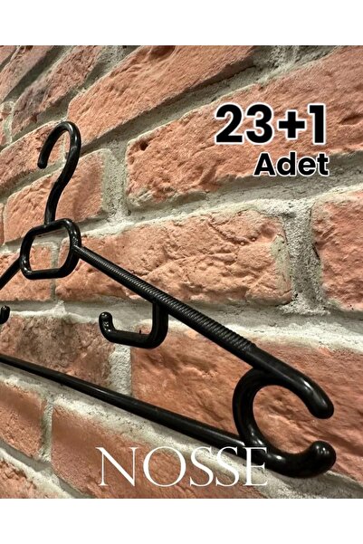 DEMİRAĞ Nosse 23 Adet Kalın Kokusuz Siyah Plastik Elbise Kıyafet Askısı 23 Lü...