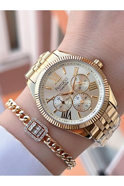 Ferrucci 3Atm Women Wristwatch with Bracelet 2 Years Guarantee Active Steel B...