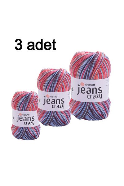 Yarnart Crazy Yarn Art Jeans Knitting Yarn 8214 Πακέτο 3 τεμαχίων