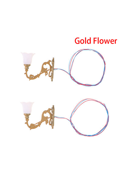 Choice مصباح حائطي عتيق من 4Gold Flower مكون من قطعتين بمقياس 1:12 لمنزل الدم...