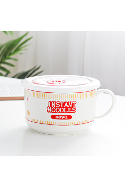 Choice 5.25 inches red Hot Sale Ceramic Instant Noodle Bowl With Handle Large...