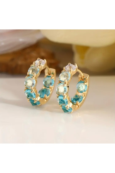 Accessories Vanilla Avenue Göl Mavisi Kübik Zirkonya Halka Sallantılı Kadın Küpe