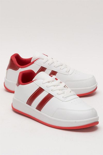 Liger Unisex Flat Light Sole Sneaker - White-Red
