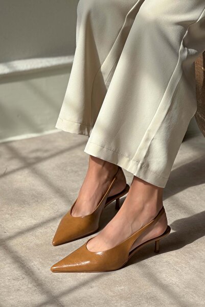 NİŞANTAŞI SHOES Dámské boty na podpatku Melvin Caramel se vzorem matného kotníku