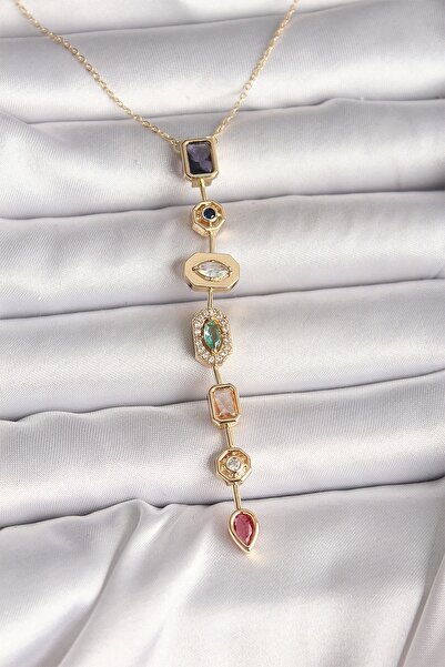 STOREMAX Brass Gold Color Zircon Stone Baguette Low-Cut Model Women's Necklace