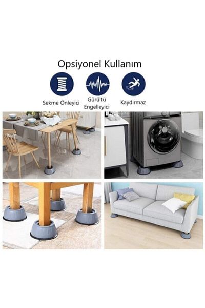 GoldPrestij Set de 4 opritoare anti-vibrații pentru mașină de spălat gri