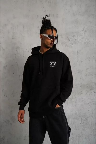 Viyamo Μπλουζάκι Unisex με κουκούλα - Μαύρο