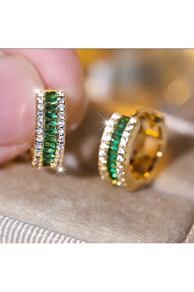 Accessories Vanilla Avenue Parıldayan Taşlı Yeşil Zirkonya Halka Sallantılı Kadın Küpe