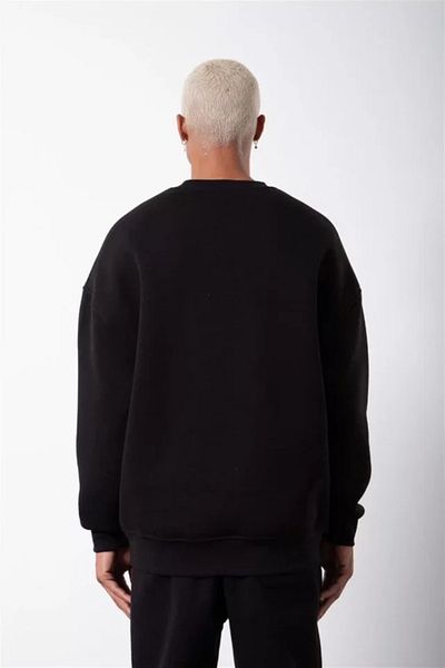 Moda Asmira    Unisex Crew Neck Three Thread Sweatshirt - Black