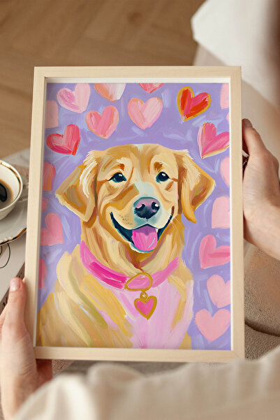 Alf Portraits Gülümseyen Golden Retriever Çerçevesiz Poster, Golden Retriever...