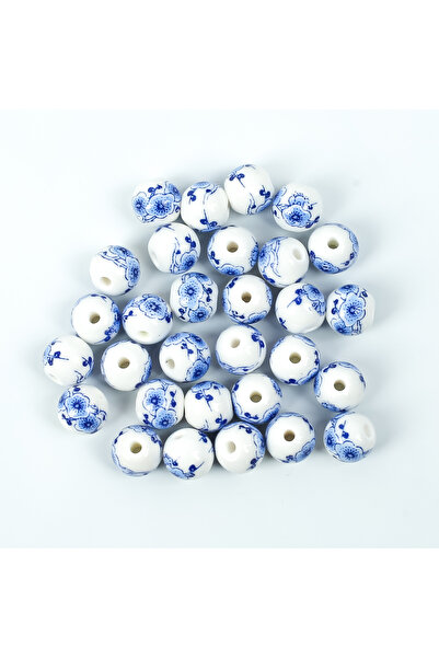 yfhobi 1 Adet - 10 mm Ebruli Desenli Yuvarlak Porselen Boncuk, Porselen Takı ...