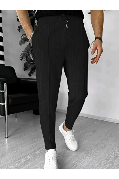 Kokosh moda Ανδρικό ψηλόμεσο παντελόνι βάφλα με κορδόνι με τσέπες