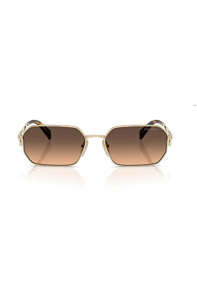 Prada Opra51s Zvn50c Unisex Gold Metal Çerçeve Kahverengi Cam Uv400 Korumalı Güneş Gözlüğü