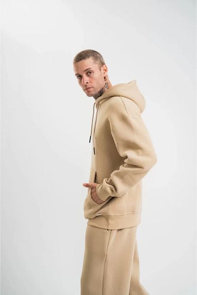 leyla sanat sanata yeni bir bakış açısı Leyla Sanat Sanata a New Perspective Unisex Double Oversize Hooded Basic Sweatshirt - Beige