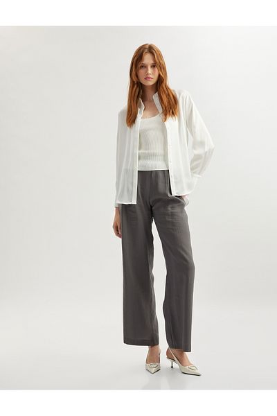 Koton Wide Leg Trousers with Pockets and Pleats