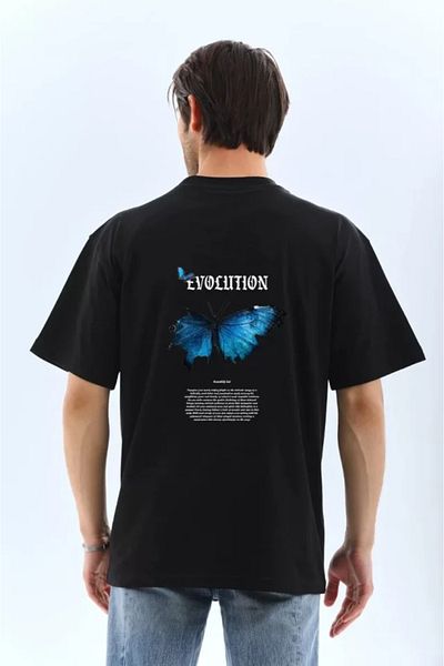 COTTONLAB Μπλουζάκι Unisex Crew Neck Printed Oversize - Μαύρο