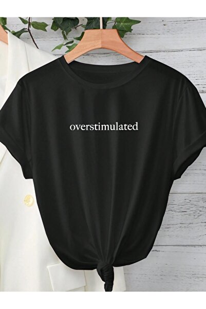 OVER HEAD Ženski preterano stimulisan tekst Štampano Oversize kroj T-shirt