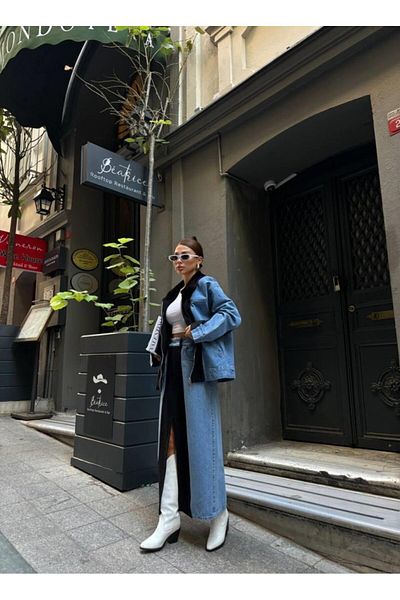 JANES Garnished Denim Coat - Black