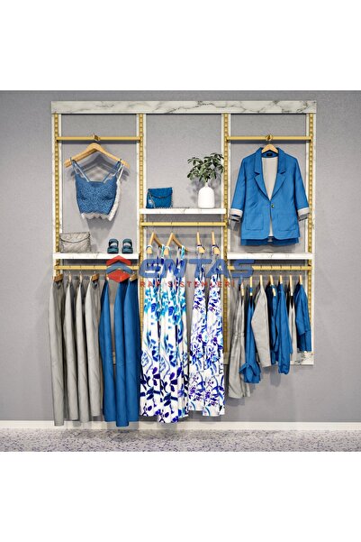 RAF MARKETİ 190*H220 GİYİNME ODASI RAFI,LÜX ASKILIK SİSTEMİ, MAĞAZA RAF SİSTEMİ,BUTİK RAF SİSTEMİ