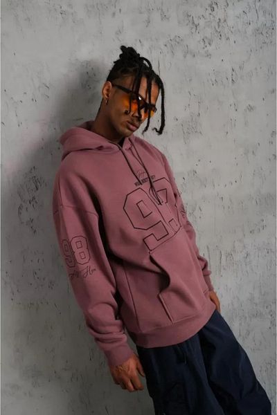 JANES Ανδρικό φούτερ 93 Digital Piece Printed - Dusty Rose Hoodie