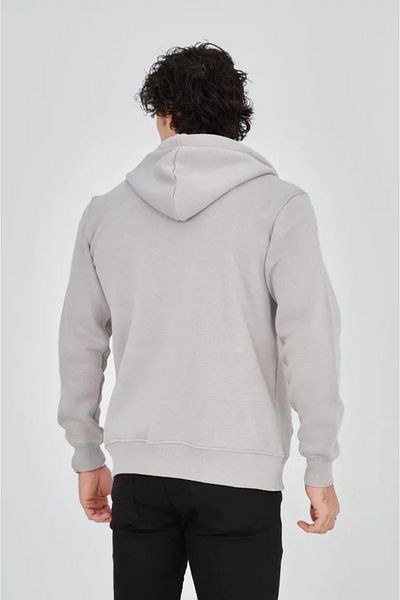 leyla sanat sanata yeni bir bakış açısı Leyla Sanat a New Perspective on Art Men's Hooded Printed Zip Cardigan - Painted Gray